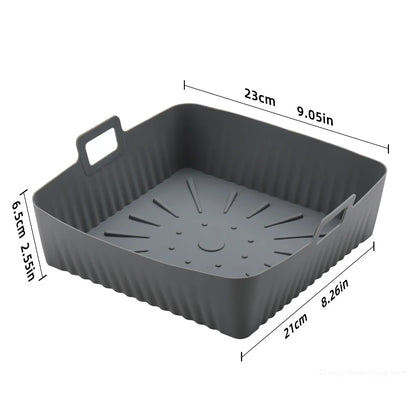 9" Silicone Air Fryer Liners for Cosori/Ninja 6-8QT - 23cm Square Reusable Baking Tray Oil-Free & Dishwasher-Safe