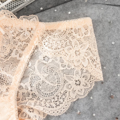 3PCS Hollow Out See Through Underpants Comfortable Briefs Sexy Ladies Lace Transparent Panties Low-Rise Lingerie