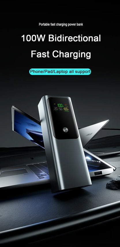 20000mAh 100W Large Capacity Power Bank Bidirectional Fast Charging Portable Powerbank Laptop External Spare Battery for Macbook