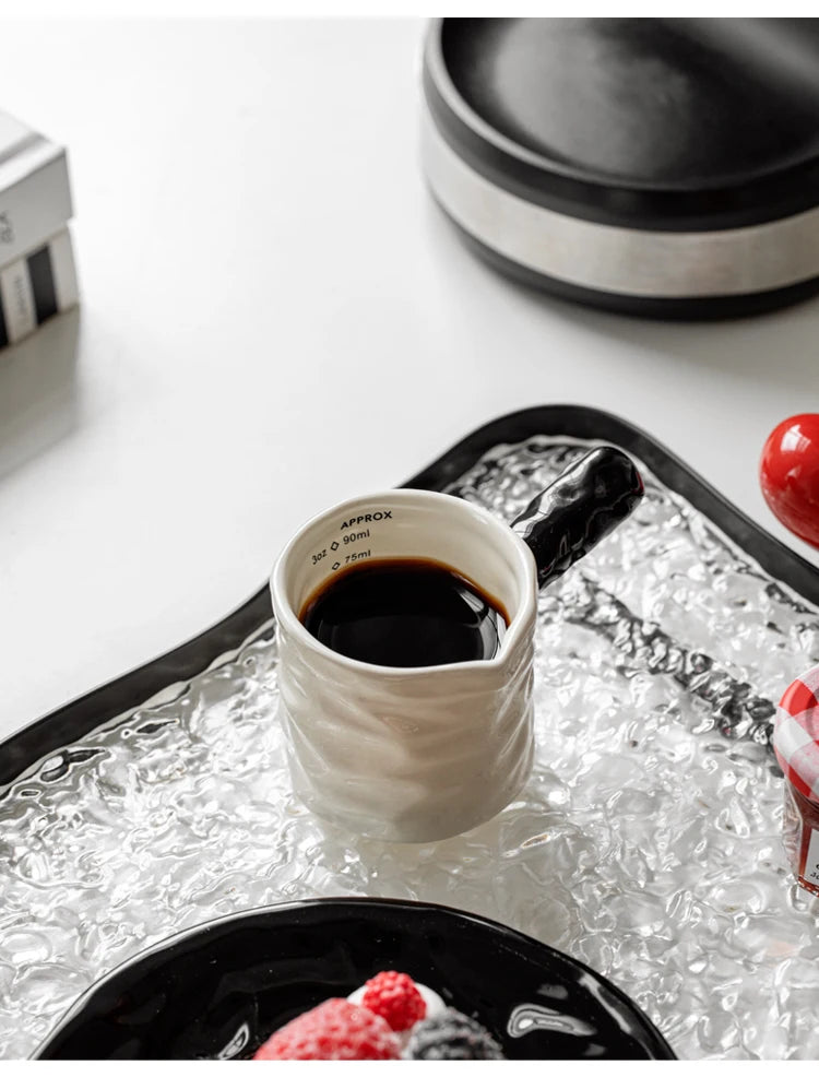 3oz/90ml Milk Jug Espresso Cup with Scale Fine Ceramic Coffee Measuring Cup Extraction Cup Milk Jug
