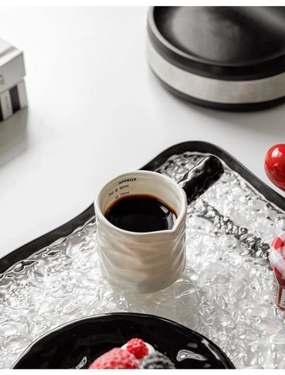 3oz/90ml Milk Jug Espresso Cup with Scale Fine Ceramic Coffee Measuring Cup Extraction Cup Milk Jug