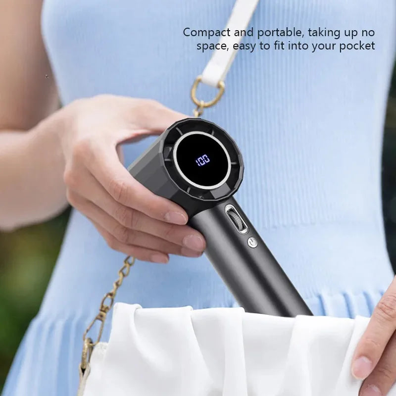 Mini Handheld Fan Portable Personal Highspeed Fan With Power Display USB Rechargeable Mute Handheld Fan Air Calculating Fan