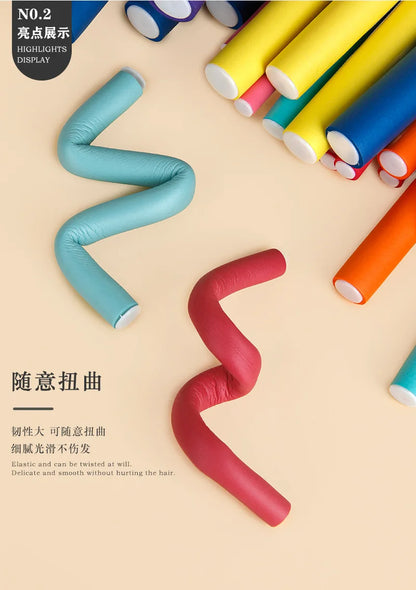 42pcs Flexible Hair Curling Rod Hair Curler Makers Soft Foam Bendy Twist Curls Flexi Rollers Styling Tools Hair Roller No Heat