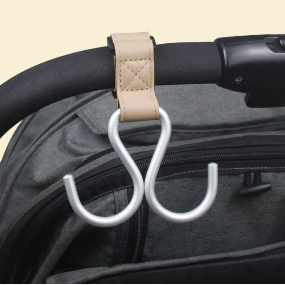 Cute S Shape Baby Stroller Hooks Double Hook PU Hanging Hook Cart Organizer Solid Color Stroller Accessories Baby