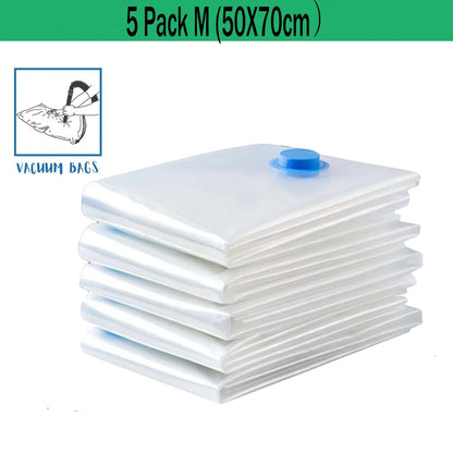 5 Pack Vacuum Storage Bags, Space Saver Bags Compression for Comforters and Blankets, Sealer Clothes Travel Packing Organizer