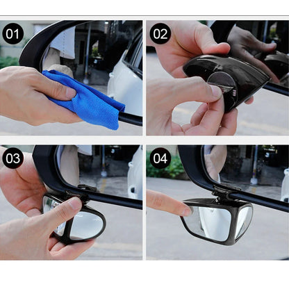 2Pcs Car Rearview Mirrors 360° Blind Spot Mirror Adjustable Rotatable Convex Wide-angle Clear Rearview Safety Mirror Accessories
