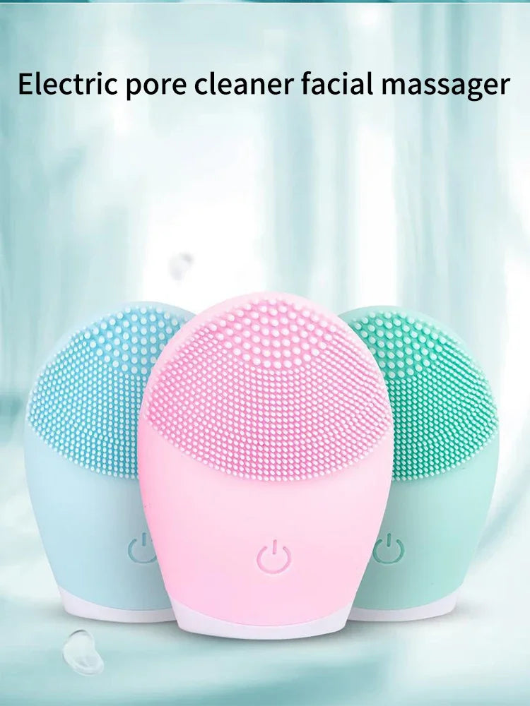 Electric Silicone Massager Facial Cleanser Skincare Massage Tool Beauty Machine Vibration Cleaning Of Pores Self Provided Batter