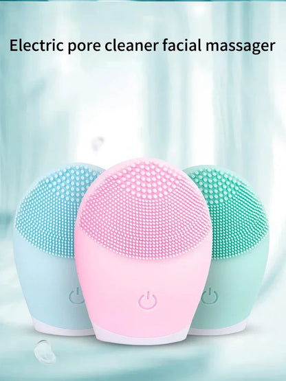 Electric Silicone Massager Facial Cleanser Skincare Massage Tool Beauty Machine Vibration Cleaning Of Pores Self Provided Batter