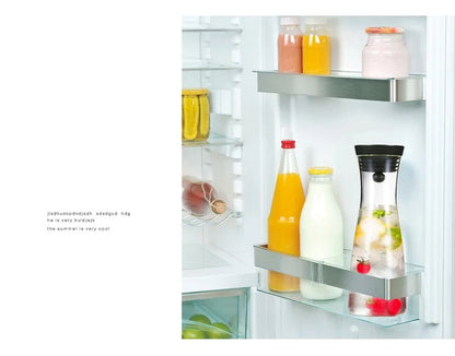 Water Bottle 1.8L High Borosilicate Glass Bottle Basic Tilting  Stainless Steel Lid Closure Jug  Hot and Cold Juice Beverage Tea