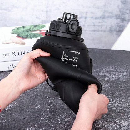 2L/64oz Silicone Water Bottles Collapsible Travel Water Bottle Roll Up Foldable Water Bottles With Straws Travel Camping Hiking