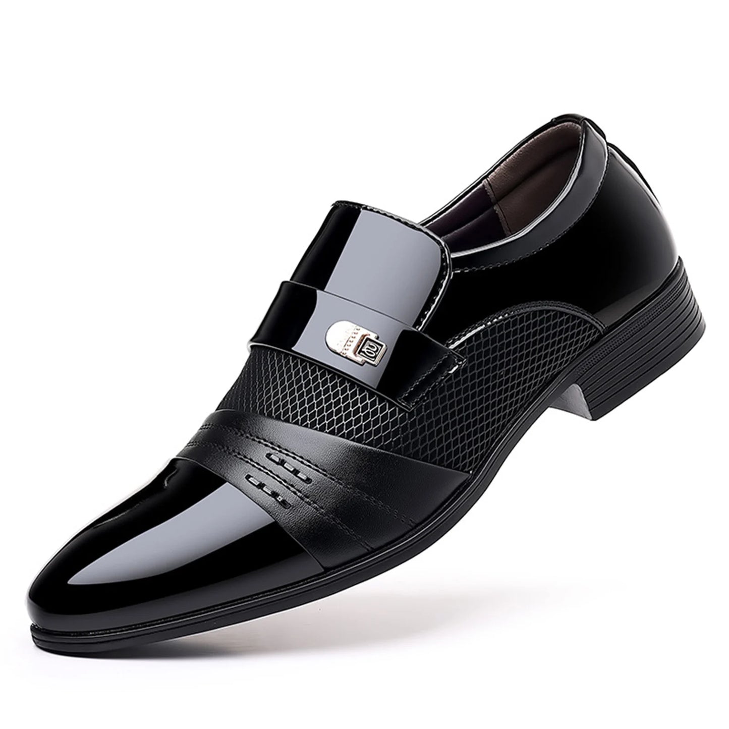 Men's Slip On Business Shoes Glossy Pointed Toe Uniform Modern Office Shoes Gift for Christmas Birthday