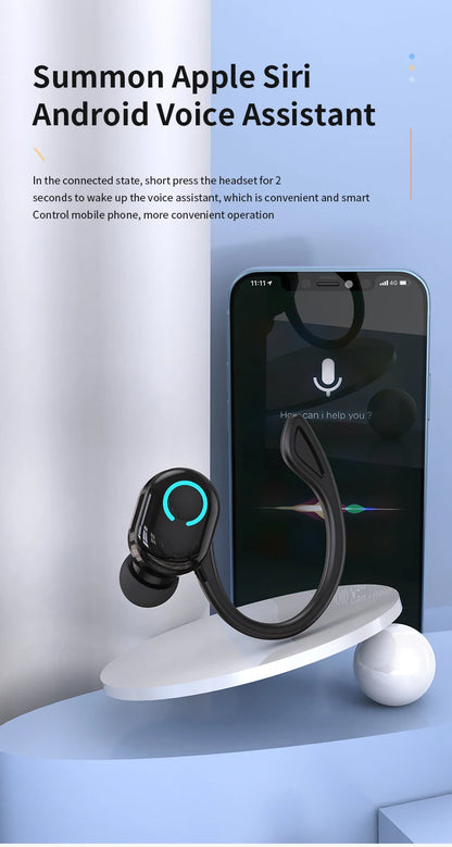 Wireless Bluetooth Earphones HIFI Bass With HD MIC Ear-Hook Earbuds Noise Cancelling Life Waterproof Game Sports Music Headsets