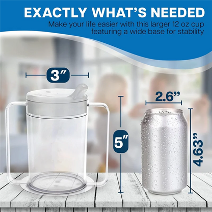 B84B-3 Pack 12Oz Adult Sippy Cup With Handles-Independence Sip Cups For Adults With Limited Mobility Handicap Cups