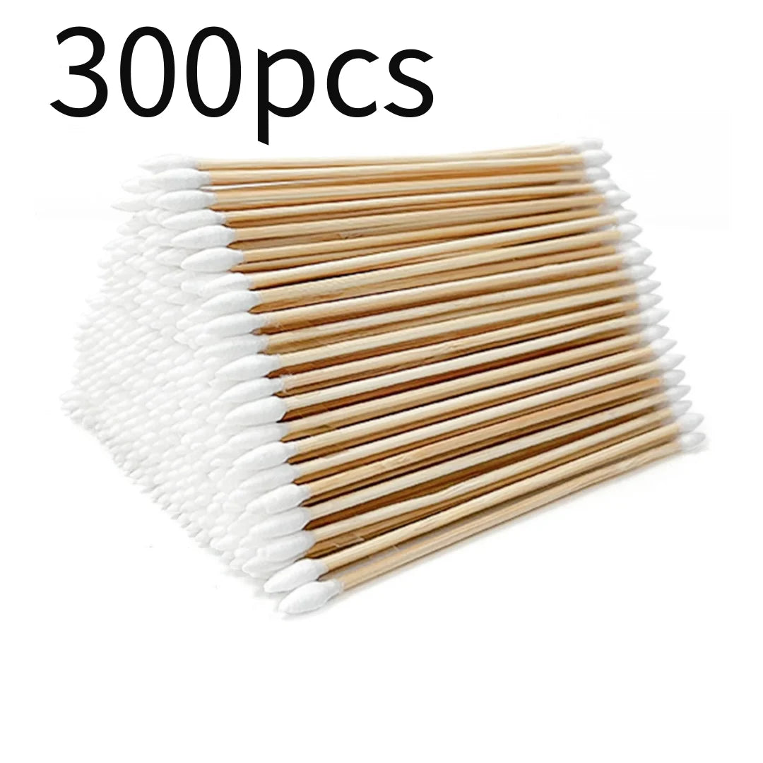 100/300PCS 6 Inch Precision Tips Cotton Swabs - Long Wooden Stick Cotton Buds Pointed Cotton Swabs With Case - Cotton