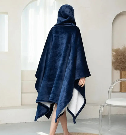 Winter Thickened Wearable Blanket Hooded Lazy European American Style Plus Size Home Casual Wear Flange Lamb Velvet TV Blankets