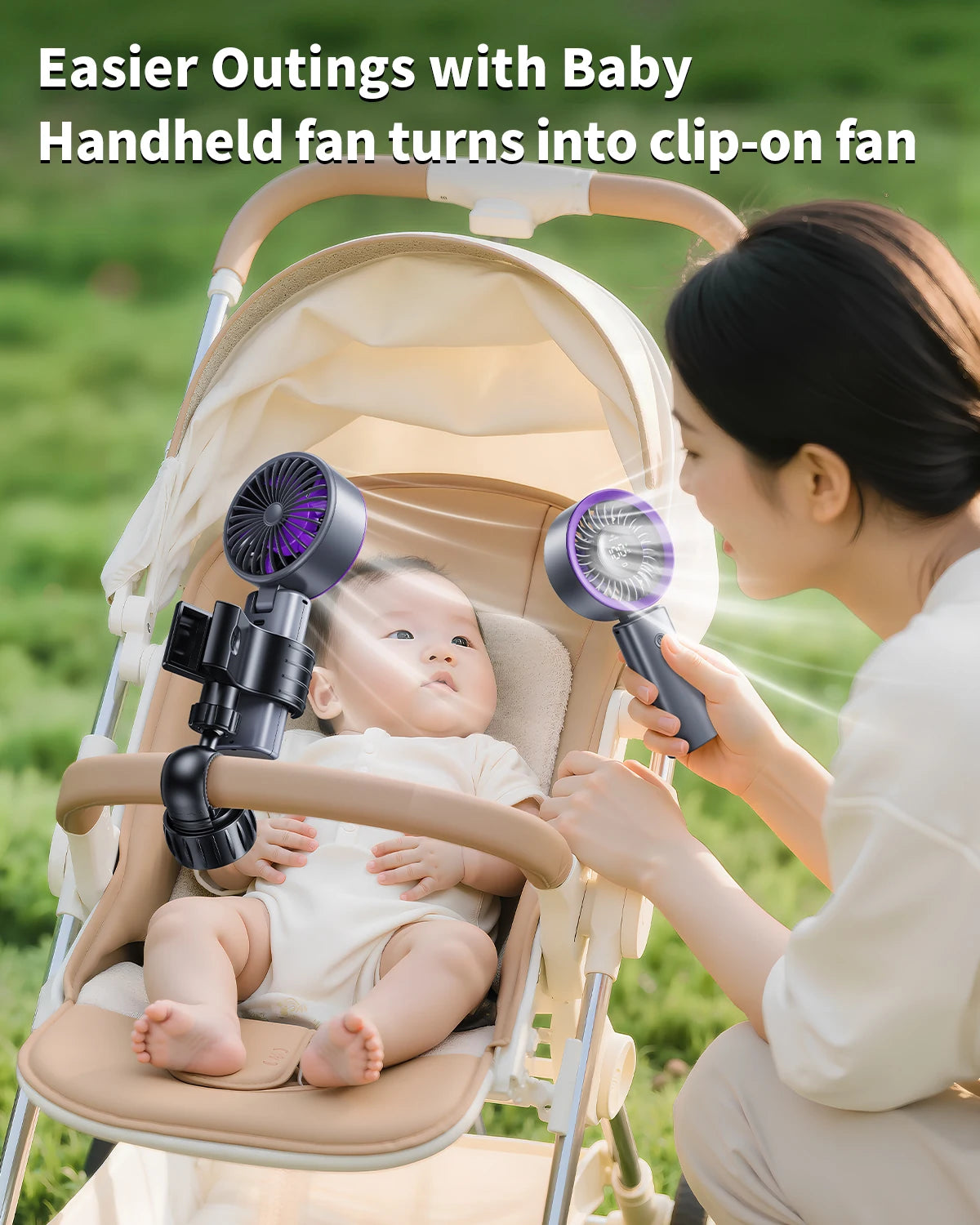 Eary Adjustable Baby Stroller Handheld Fan Holder Clip Universal Handheld Fan Turn to Clip-on Fan Baby Stroller Accessories