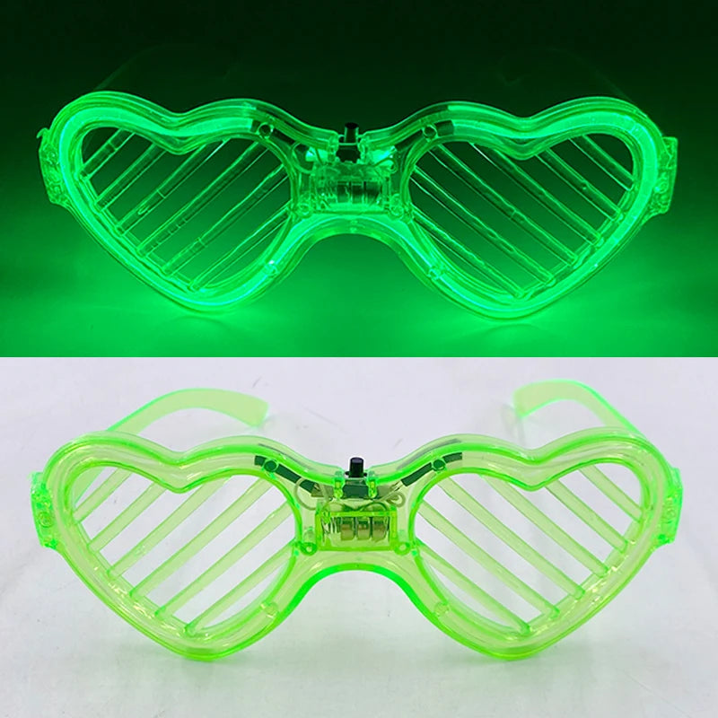 Light Up LED Glasses 5 Colors Heart Shape Glow Glasses Glow in The Dark Party Supplies Neon Party Favors for Kids Adults