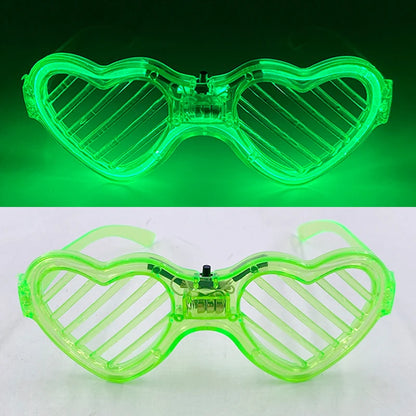 Light Up LED Glasses 5 Colors Heart Shape Glow Glasses Glow in The Dark Party Supplies Neon Party Favors for Kids Adults