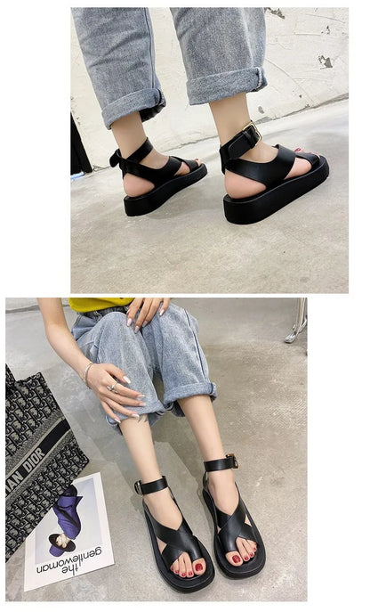 HOT Women's Sandals 2022 Summer Solid Color Comfortable Female Beach Shoes Chunky Sandals For Woman Non-Slip Shoe