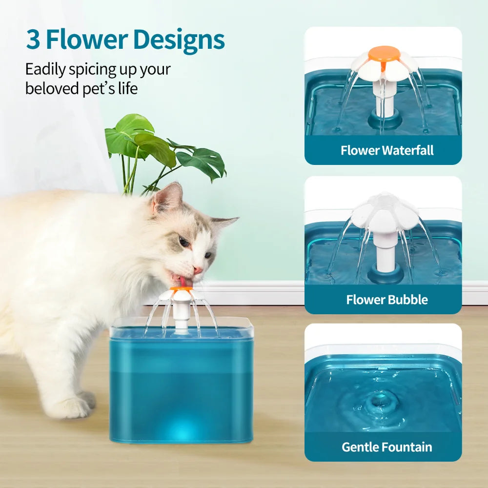 Cat Water Fountain Auto Filter  LED Lighting USB Electric Mute Cat Drinker Bowl 2L Recirculate Filtring Drinker Water Dispenser