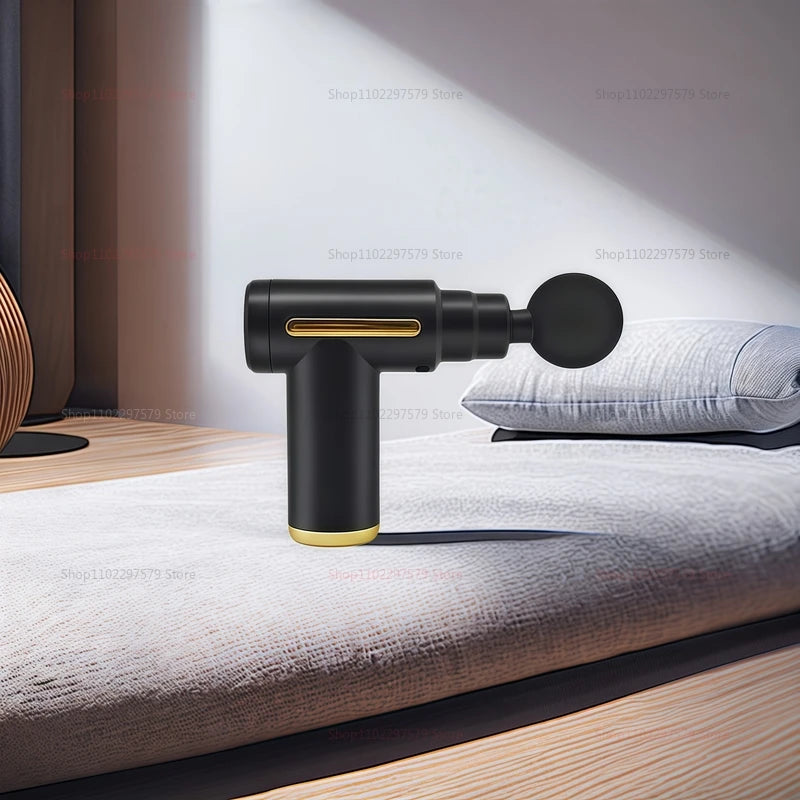 Portable Mini Electric Massager Gun for Body Deep Tissue Muscle Relaxation With LED Touch Screen 4Replaceable Massage Head