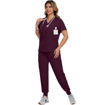 Surgical Scrubs Unisex - Quick-Dry Dental Clinic & ER Workwear Split Set W/Short Sleeve & Anti-Microbial 6 Pockets