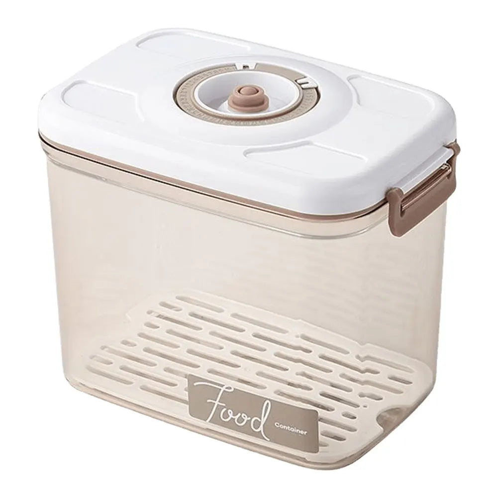 Food Vacuum Storage Box with Removable Drain Plate Fresh Container Airtight Fridge Organizer for Fruit Vegetables Bread Snacks