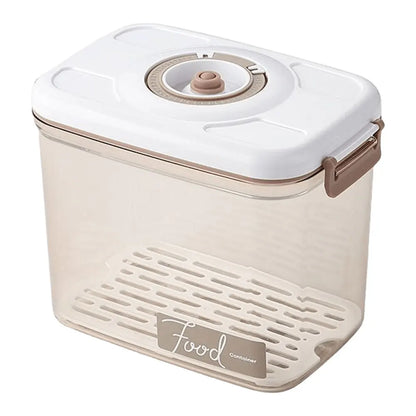 Food Vacuum Storage Box with Removable Drain Plate Fresh Container Airtight Fridge Organizer for Fruit Vegetables Bread Snacks