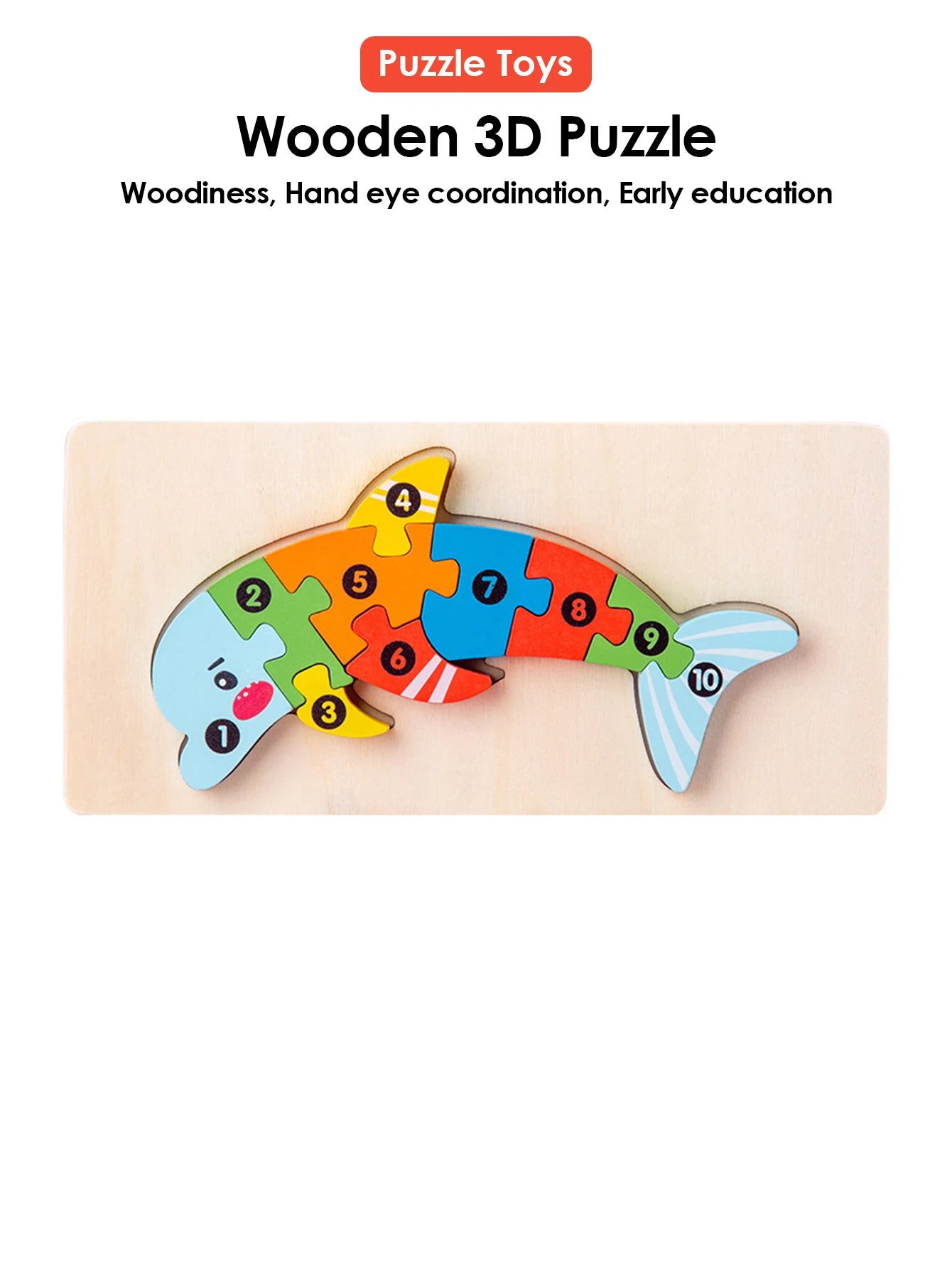 3D Wooden Puzzles Educational Cartoon Animals Early Learning Cognition Intelligence Puzzle Game For Children Toys