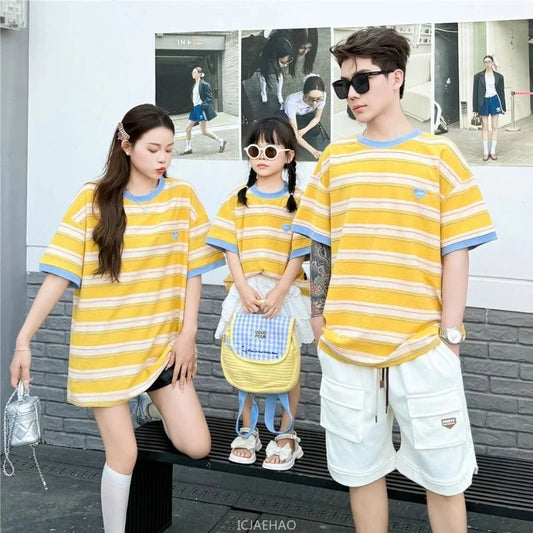Summer Family T Shirts Parent-child Clothes Mother Father and Daughter Son Boy Girl Matching Tee Shirt Tops Baby Cotton Bodysuit