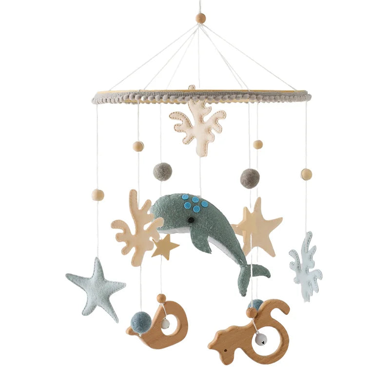 Newborn Baby Rattles Toys 0-12 Months Soft Felt Whale Bed Bell Infant Mobile Crib Hanging Musical Carousel Toy Boys Girls Gift