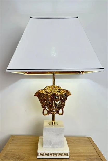 Modern LED Natural Marble Base Hardware Modern Light Luxury Bedside Lamp Decorative Lamp