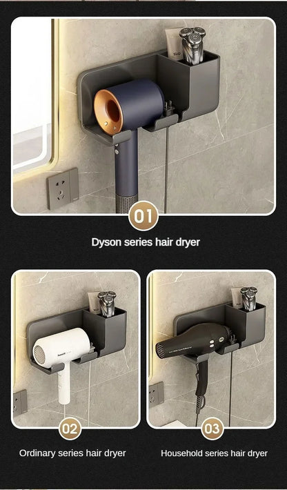 Wall-mounted hair dryer rack No punching hair dryer rack Toilet hair dryer bracket Bathroom hair dryer hanger