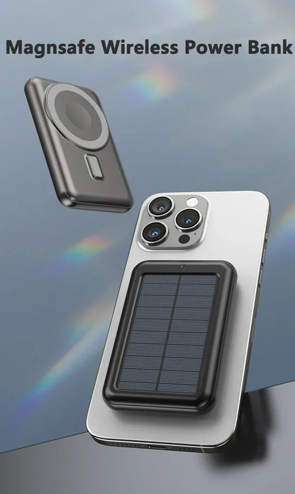2025 15W Solar Magnetic Power Bank 20000mAh, Wireless Fast Charging USB-C, PD20W Fast Charge, Portable Solar Charger for Phones