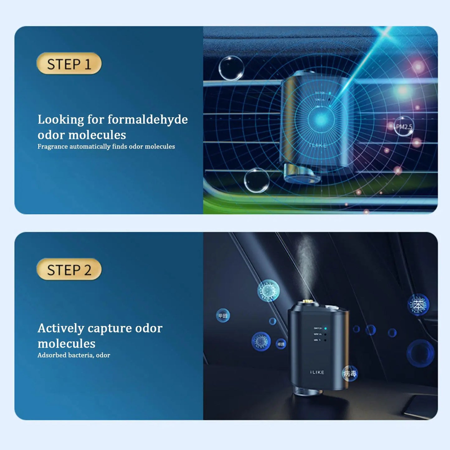 Car Aromatherapy Diffuser Intelligent Atomization Eliminate Odor Formaldehyde Perfume Ornament Car Spray Humidifier Integrated