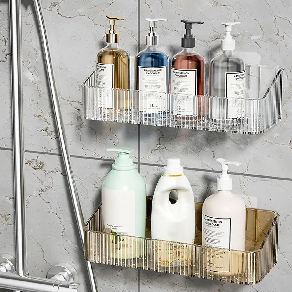 1Pcs Toilet Accessories Bathroom Shelves Corner Wall Mounted Kitchen Storage Holder Plastic No Hole Required