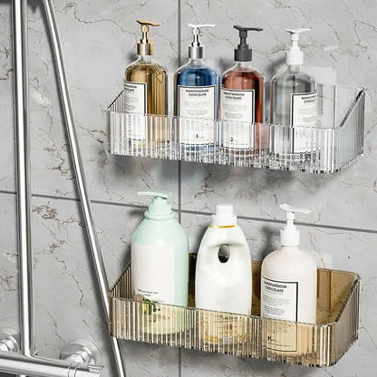 1Pcs Toilet Accessories Bathroom Shelves Corner Wall Mounted Kitchen Storage Holder Plastic No Hole Required