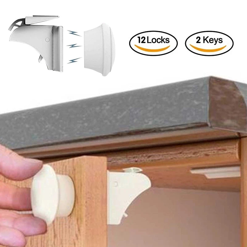 HONTUSEC Kids Security Baby Lock Magnetic Child Lock Cabinet Drawer Door Lock Children Protection Lock No Drilling Baby Lock