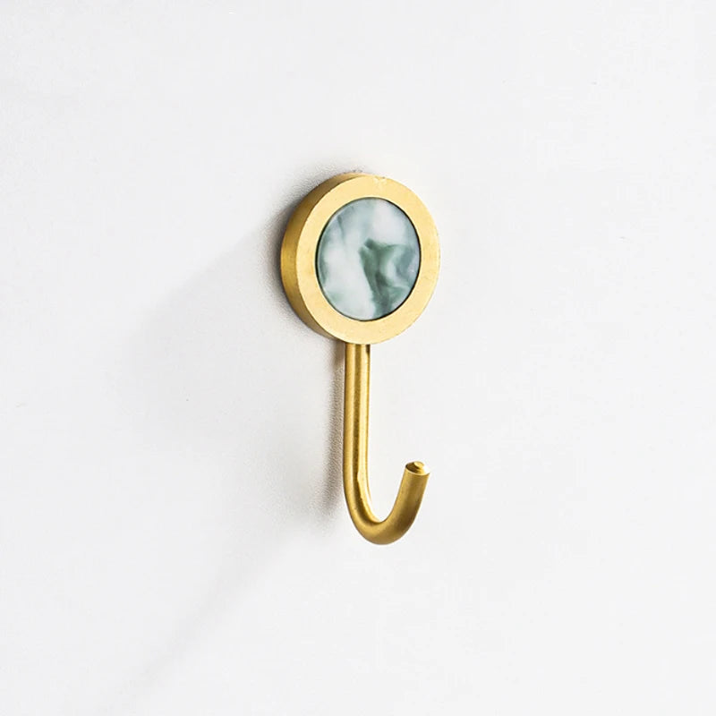 Gold Robe Hook Space Aluminum Wall Mounted Adhesive Hat Key Hooks Coat Towel Holder Home Decor For Kitchen Bathroom Hardware
