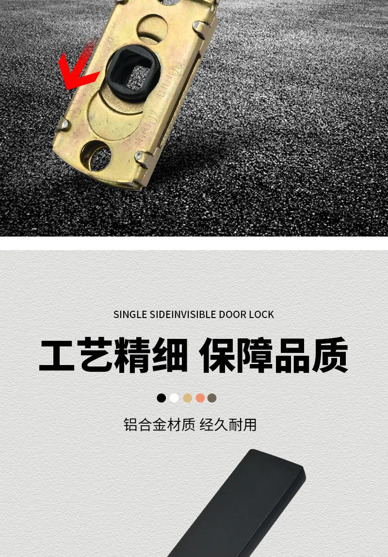 Indoor Door Lock, Aluminum Alloy Handle  Adjustable Room Wooden Door Handle Square Minimalist American Heavy-duty Three Bar Lock