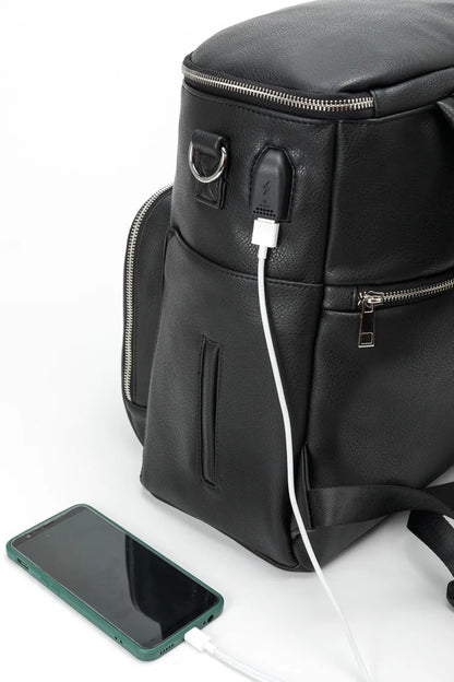 PU Leather Diaper Bag Backpack Large Capacity Travel Carry Bag Maternity Bag Stroller Organizer Nappy Changing Bags Diaper pad