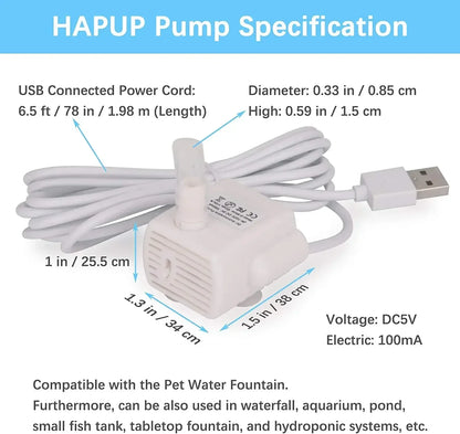 Water Pump Drinking Fountain Pet Cat Anti-dry Burning Motor Replacement Cat Flower Drinking Bowl Water Dispenser Pet Supplies