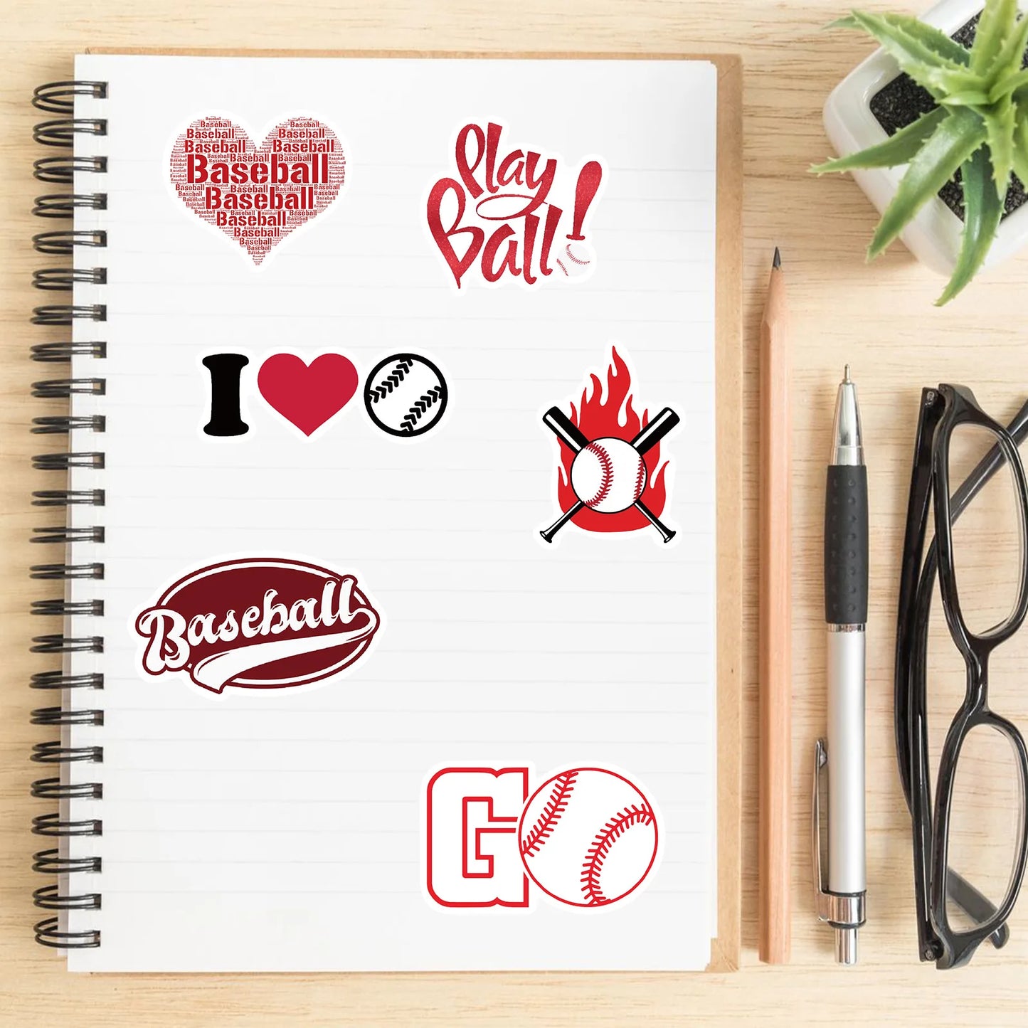 Baseball Stickers 52PCS Sports Baseball Stickers for Water Bottles,Baseball Sticker,Baseball Helmet Stickers