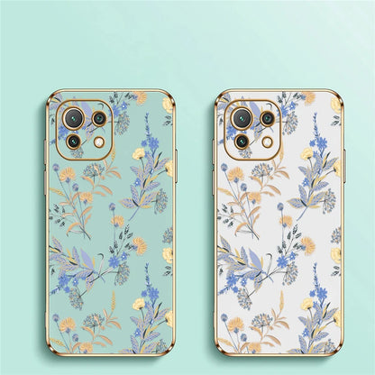 Shockproof Phone Case For Xiaomi Mi 13 13T 14T 14 Pro 12T 11i 2021 11X Pro 12 11 Lite 5G NE Flower Silicone Soft Plating Cover