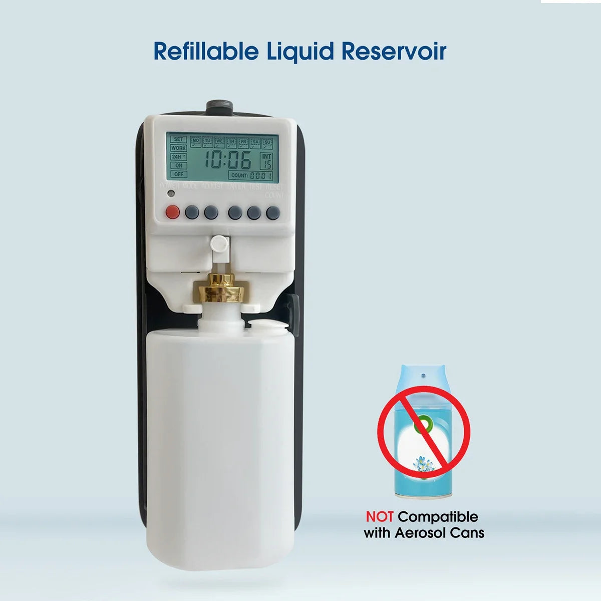 Liquid Air Freshener Dispenser Wall Mounted Automatic Fragrance Perfume Spray Room Toilet Odor Eliminator LCD Programmable 300ML