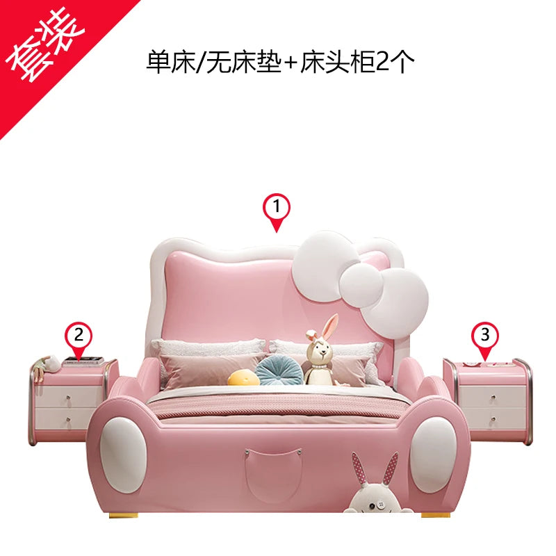150X200cm Modern Childrens cartoon girl princ ess bed pink queen size bed frame full  double bed complete bedroom furniture
