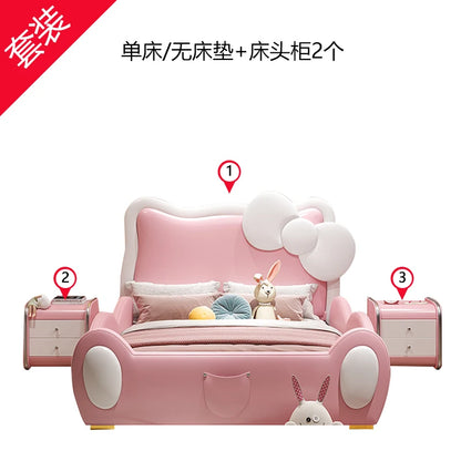 150X200cm Modern Childrens cartoon girl princ ess bed pink queen size bed frame full  double bed complete bedroom furniture