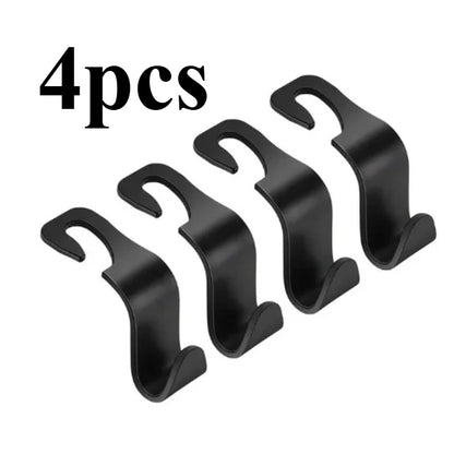Four headrest hooks for the front seats of a car. Car seat hooks are internal accessories of a car