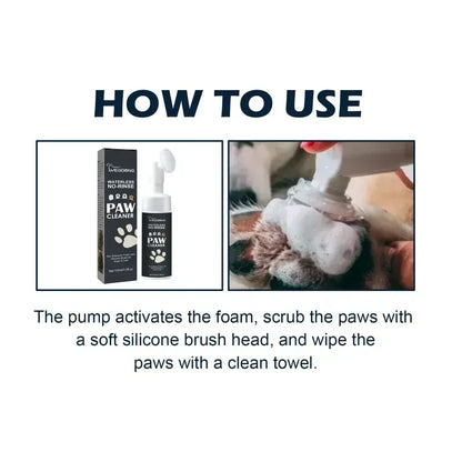 Dog Paw Washing Foam Pet Foot Cleaning Foam Rinse-free Paw Cleaner No Washing Claw Care Supplies For Cat With Silicone Brush