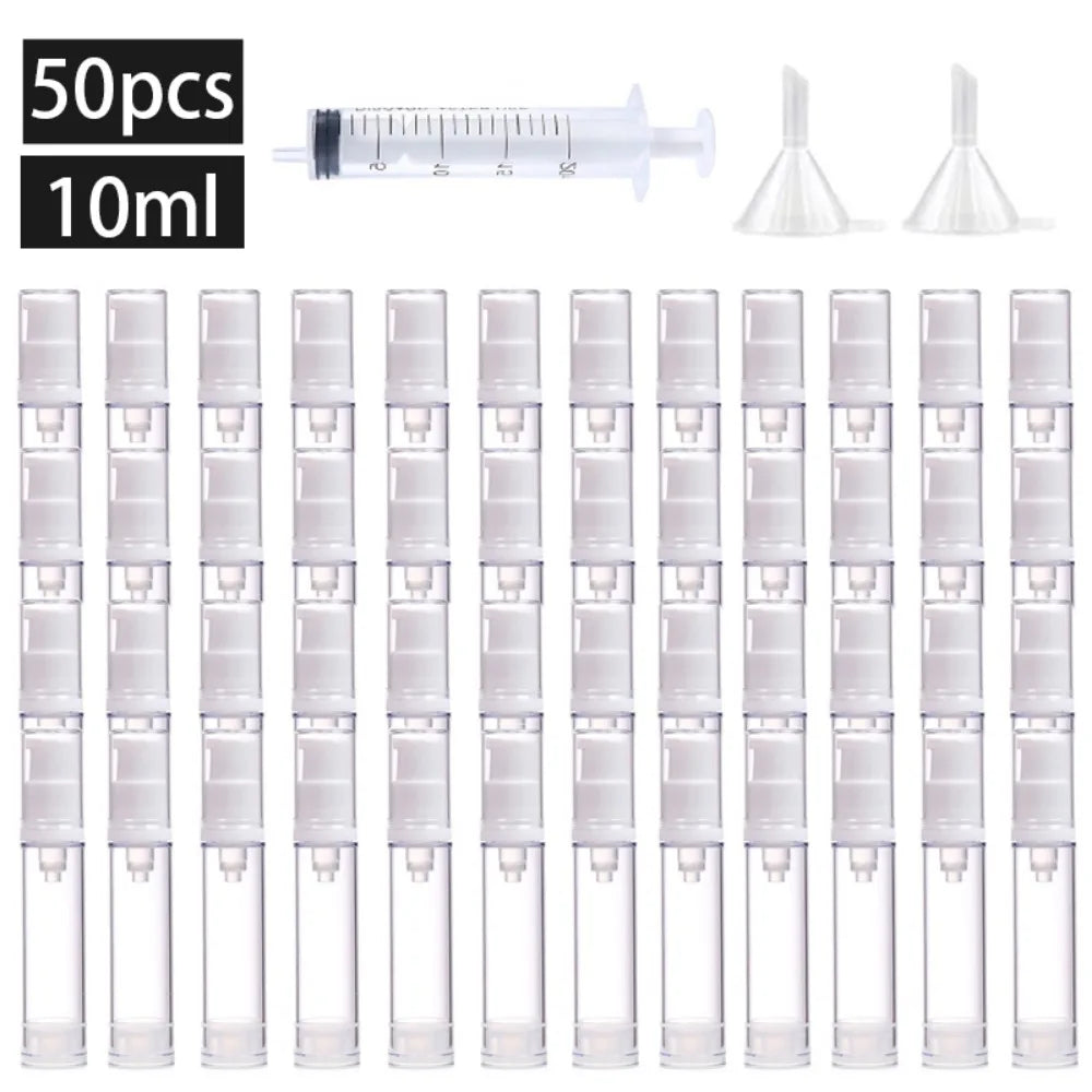50PCS 5/10/15ML Clear Airless Lotion Spray Pump Bottles Empty Cream Vacuum Cosmetic Containers Travel for Foundations Serums